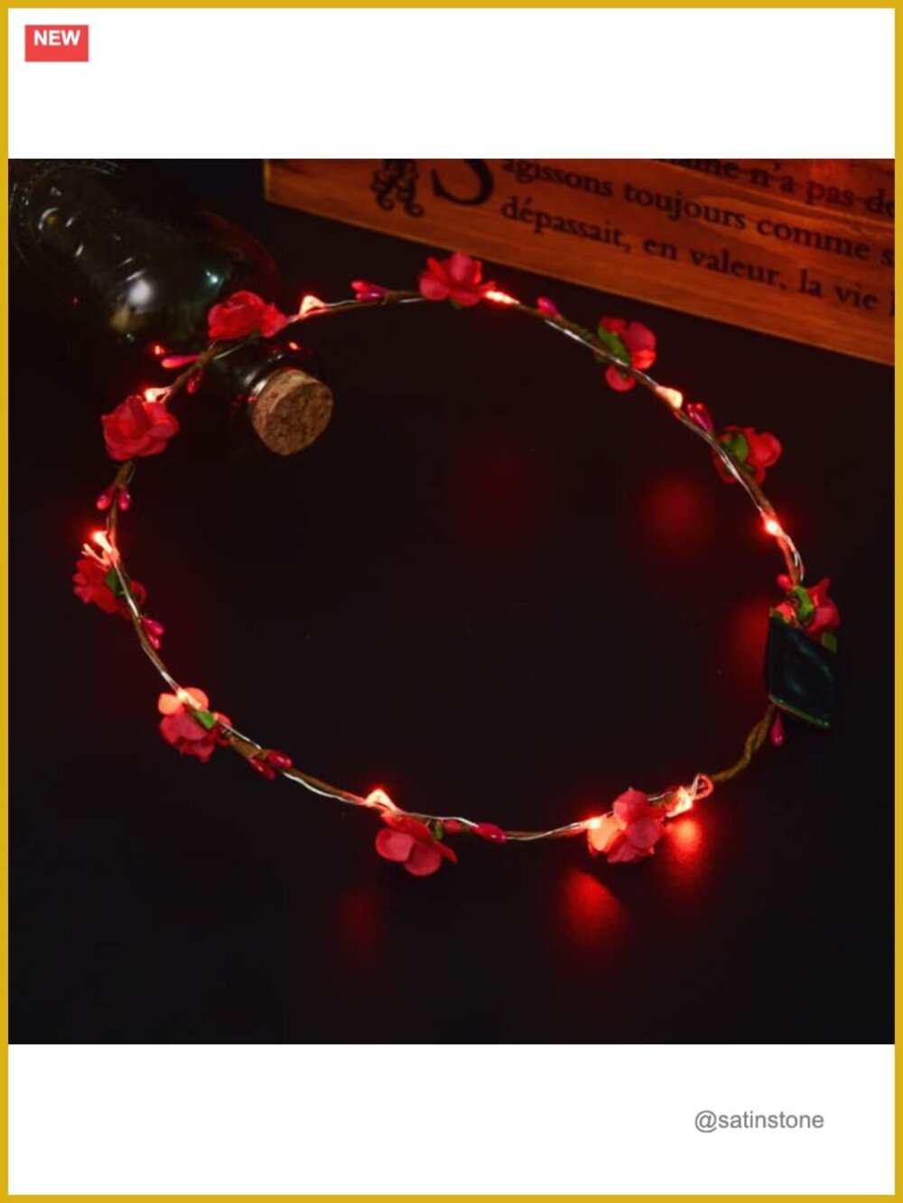 LED Flower Crown Headband Glow Blinking Hair Wreath for Party Wedding